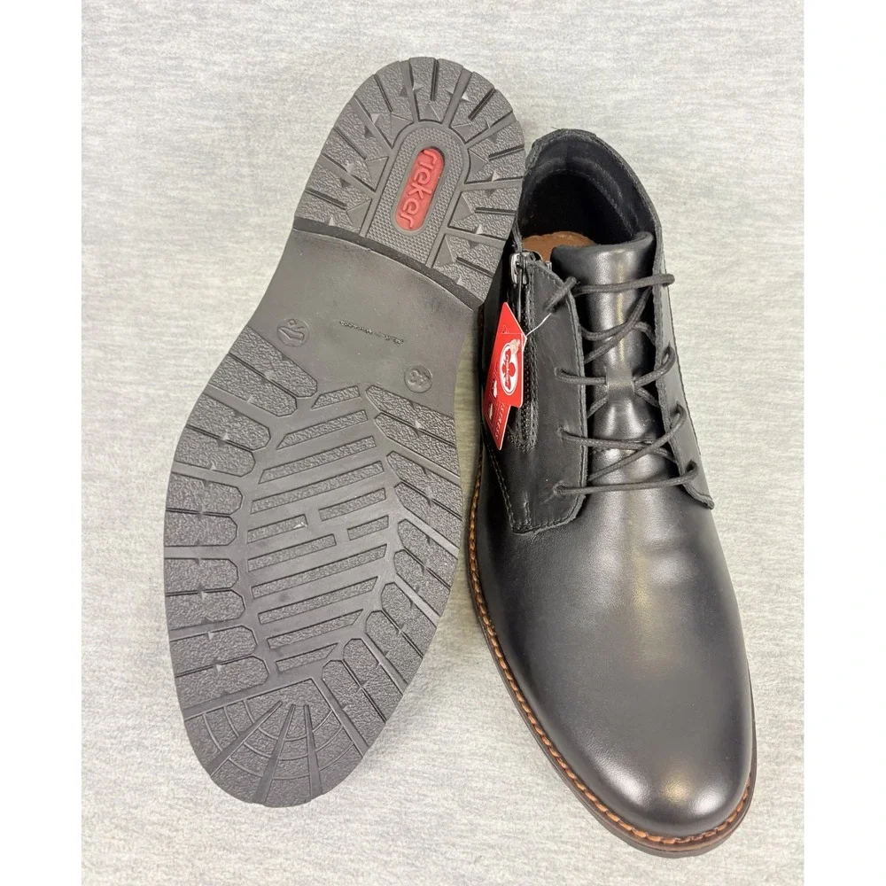 Rieker Dustin 09 Nero Chukka Boots Mens 10 Black Leather Antistress Comfort
